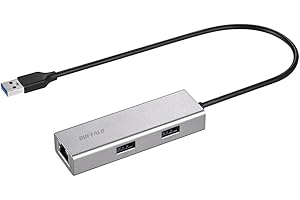 バッファロー Giga対応 USB Type-A ドッキングステーション LANアダプター 有線LAN USBハブ USB3.2(Gen1) 日本メーカー シルバー LUD-U3-AU101SV/N