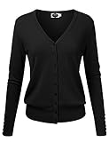 NYLA Women's Essential All Season Cardigan Sweater - Crew Neck And V-Neck VNECK_BLACK M [並行輸入品]