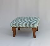 フットスツール　水色ストライプ　ハロルド　木製　オットマン フットレスト　足置き台