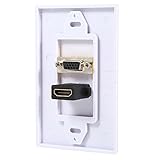 Richer-R　HDMI VGA ウォールプレート オーディオ ビデオ コンセント 取付具 コンセント部品 混合面板 カバー　1ポートHDMIメス+ 1ポートVGAメス