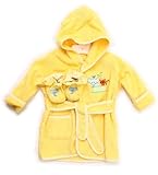Spasilk 100% Cotton Hooded Terry Bathrobe with Booties, Yellow Ark, 0-6 Months by Spasilk [並行輸入品]