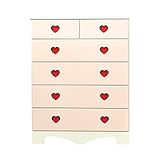 アルファタカバ 子供部屋に置きたいキッズチェスト ポップハート 幅75cm5段タイプ パステルピンク(取っ手レッド)
