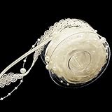 Hymyily パールチェーンリボン ファッショナブルなレース 薄い装飾リボン レーストリム 結婚式 トリム アップリケ DIYの手工芸品 長さは約5m、幅は約20mmです (ベージュ色)
