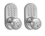 MiLocks dkk-02snインドア電子タッチパッドキーレスエントリドアロック、サテンニッケル 2 Pack DKK-02SN 2