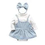 Hzjundasi 新生児 赤ちゃん ベイビーガールズ ロンパース + スカート + ヘッドバンド 長袖 ジャンプスーツ 幼児 衣装セットの衣装