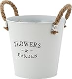 不二貿易 ガーデン フラワー  ブリキ バケツ ラウンド Mサイズ ホワイト 24079