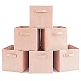 Set of 6 Foldable Fabric Basket Bin- EZOWare Collapsible Storage Cube For Nursery Home and Office - 