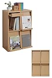 JKプラン 6BOX ディスプレイラック 雑誌 が ディスプレイ 可能な ラック フラップ本棚 フラップ書棚 雑誌 マガジン 本 ラック 棚 幅 60 cm 高さ 90 ナチュラル 木目 TSFR047NA