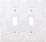 AmerTac 40TTW 2 Toggle Velvet Flocked Damask Wallplate, White [並行輸入品]