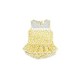 夏ベイビー服 女の子 トップスワンピース 袖なし Pojour キッズ用かわいい上下セット ギフト 綿 通気　黄色 80cm