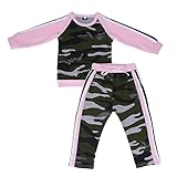 Domybest子供用スポーツウェア 春秋冬 2点セット 長袖セーター+ズボン カモフラージュの色 スポーツスタイル 暖かく保つ 強い汗吸収 強い弾力性 1-4歳に適して