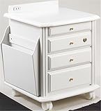 木製 ベッドサイド チェスト 引き出し 鍵付き ホワイト