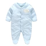エルフ ベビー(Fairy Baby)ベビー服カバーオールロンパース 足つき長袖 春秋 出産祝い ブルー 3M