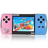 【6-12歳向け】ポータブルゲーム機 216種の16ビット知育ゲーム内蔵 3.5インチ画面 WiFi不要 即遊び可能 充電式リチウム電池 4-6時間連続プレイ パズル/数学/冒険/スポーツ/レース/早教手脳協調力向上 子供向けプレゼントに最適 屋内屋外兼用 日本語取扱説明書付き--ピンク+ライトブルー