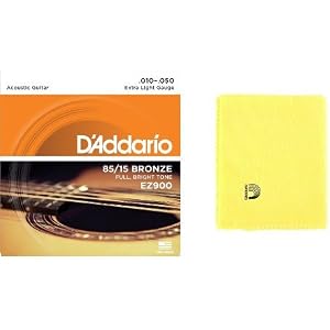 ダダリオ アコースティックギター弦 85/15アメリカンブロンズ Extra Light .010-.050 EZ900 + Planet Waves クロス PWPC2 Untreated Polish Clothセット