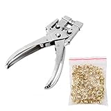 リベットパンチ リベット設定ツール 穴あけ アイレットセッティングプライヤー 100pcs中空グロメット 高品質 スチール製 革製作 縫製 修理作業