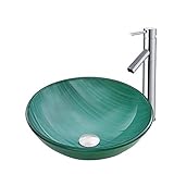 VIGO Whispering Wind Glass Vessel Bathroom Sink and Dior Vessel Faucet with Pop Up, Chrome [並行輸入品]