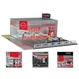 1/64スケール ショールームジオラマ - LED照明＆スライドドア付きモジュラー建築シーン、モデルカー用カスタマイズ可能ディスプレイ（車両・フィギュアは付属しません）