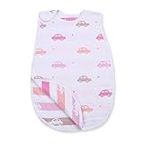 BEATON　JAPAN スリーパー 6層 コットン ガーゼ 元気なベビー&キッズの寝冷え防止に (くるま（ピンク）)