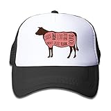 キッズ メッシュキャップ 通気性 大人気 スポーツ キャップ 牛 ビーフ 肉 カット 紫外線防止 帽子 カジュアル ストーリート系ブラック プリント付き 無地