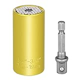 ユニバーサルソケット 2点セット 7～19mm対応 万能ソケット ソケットレンチ 1/4～3/4インチ 54本スチールのピン内蔵 ドリルアダプター付き ブルー (ゴールド)