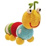 Zubels 100 % hand-knit Nibbles the Caterpillar RattleおもちゃHandニットコットンすべて天然繊維