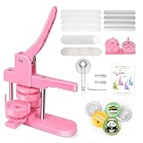 缶バッジメーカー 58mm 缶バッジマシーン 缶バッヂ製造機 缶バッチマシーン DIYバッジマシン バッジ素材100個付き 小型 軽量 DIYのおもちゃ 手芸 手づくり お祝いプレゼント ピンク色