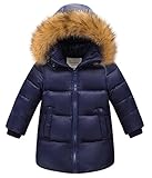 (コ-ランド) Co-land 子供服 ダウンジャケット キッズ 男の子 ダウンコート 長袖 アウター ベビー 秋冬物 綿服 ロング丈 フード 防寒防風 ボーイズ ネイビー 130