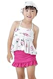 【Peach Kids】花柄プリント 子供水着 セパレート 女の子 スカート フリル ホルターネック ガールズ 子供用 女児 キッズ 上下セット 海水浴 プール