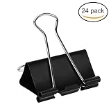 CRUODA Office Black Binder Clips 24pc 2 inch Folder Clip - Multi-purpose Clip [並行輸入品]