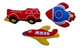Baby Boy Plush Rattleセット – 平面、消防車、and Rocket – 開発おもちゃ、最高のギフトベビーシャワーand Infants