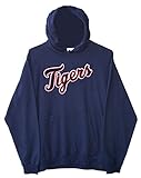 マジェスティックDetroit Tigers大人用サイズ大きいフード付きパーカースウェットシャツ – ネイビーブルー