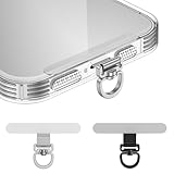 Hootek iphone ストラップホルダー 携帯 360°回転式 薄型0.4mm 2枚セット 傷防止フィルム加工 浮きにくい設計 充電影響なし 着脱簡単 ステンレス製 軽量丈夫 10kg荷重量 スマホストラップ 金具 スマホショルダー 金具 パーツ 落下紛失防止 首掛け 斜めがけ 肩掛け 首かけ ショルダー ネックストラップ Android iphone 全機種対応(シルバーとブラック)