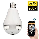 SDETER 960P Wifi IP Camera Hidden Panoramic 360 Degree HD Video LED Light Bulb , With Two-way Audio,