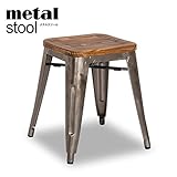 メタル×ウッドの存在感／無骨さとやわらかさが同居するデザインスツール/スタッキングスツール　Metal Stool メタルスツール　ガンメタル