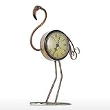 Tooarts フラミンゴクロック 手作り ヴィンテージ メタル フラミンゴ 置物 ミュートテーブルクロック