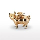 Lunares Polished Gold Plated Flying Pig Bank