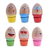 UEB Wooden Educational LearningおもちゃStacking Blocks卵タワーBalancing Toy