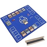 Dnoymab フルサイズ プレイマット 60×60cm 折り目なし TCG ラバー カードゲーム用 マット トレーディング 2人用 滑り止め 全面縫製 軽量・持ち運び 収納バッグ付き (軽量2mm 青い)
