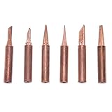 PrettyGood7 はんだこて ヘッド アクセサリ 6pcs 純銅 アイロンチップ 902M-T はんだ付け ワークステーション（金）