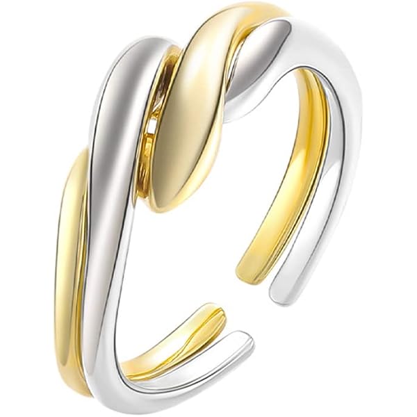 Deelfel Women's Adjustable Double Row Ring - 925 Sterling Silver, Mirror Finish, Open Mouth Design, One Size Fits Most