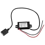 Akozon DC-DCステップダウンアダプタ 12V / 24V〜USB 5V 3Aコンバータ レギュレータケーブルワイヤ