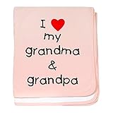 CafePress – I Love My Grandma & Grandpa – スーパーソフトベビー毛布、新生児おくるみ ピンク 05571258176832E