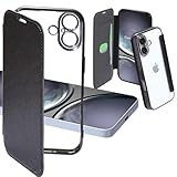 Carrier-City iphone用 17 ケース 手帳型 背面クリア 薄型 透明 軽量 カバー かわいい オシャレ カードポケット カードケース スマホケース (iphone用 17, ブラック)