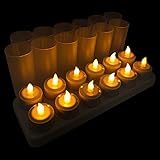 バラエティ本舗 LED キャンドル 充電式 12個セット ゆらめくロウソク ホルダー付