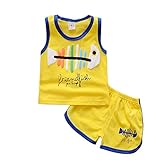 ボーイズ服　キッズ　幼児　セットアップ　カジュアル　スポーツ　二点セット　ショーツ　ショートパンツ　ｔシャツ　ベスト　夏　 (L, イエロー)