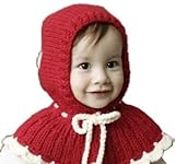 【ノーブランド品】 ベビーポンチョ フード付きニット帽 ( 可愛い 手袋 セット ） 子供用 ベビー用 (001　レッド)