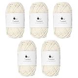 原ウール 毛糸 5玉 ツイード 極太 30g(50m) ウール80% ナイロン20% 1.シロ