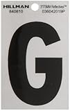 Theヒルマングループ840810 3-inchレターG Reflective角切りMylar、ブラックonシルバー( 6パック)