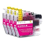 【稲妻トナー】LC411M インク マゼンタ 4本 互換 LC411 インクカートリッジ LC411-4PK 4色セット【純正品併用/大容量タイプ/残量表示/個包装】対応機種: DCP-J928N-W/B J528N J915N J926N-W/B J1800N J526N MFC-J905N J939DN/DWN J739DN/DWN J904Nインク